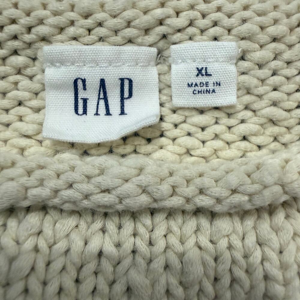 Gap Women’s woven crewneck sweater, beige/tan and white colorblock, XL - Picture 3 of 5